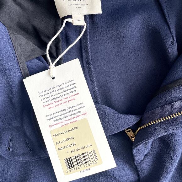 NWT SÉZANE Austin Trousers Navy High Waisted Pants Size 6 - Picture 7 of 16